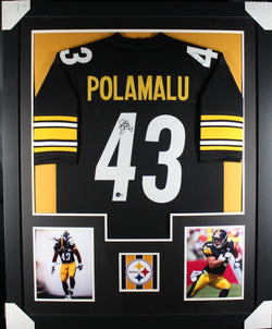 Troy Polamalu framed autographed black jersey