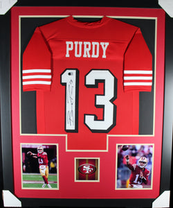 Brock Purdy framed autographed red jersey "Tower Style"