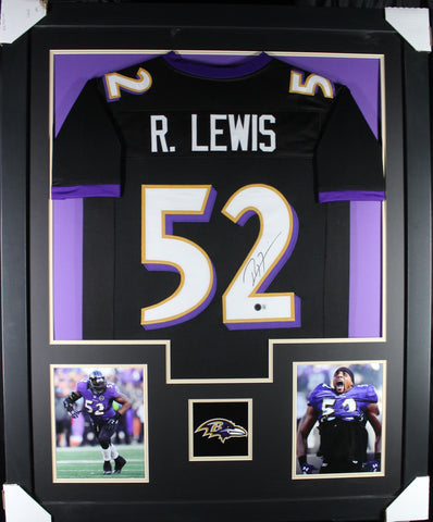 Ray Lewis framed autographed black jersey "Tower Style"