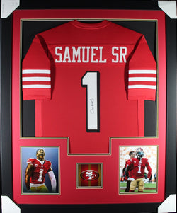 Deebo Samuel framed autographed red jersey "Tower Style"