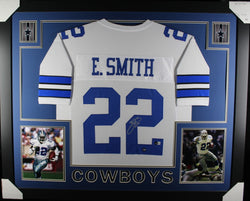 Emmitt Smith framed autographed white jersey