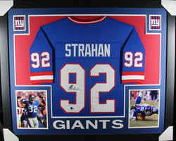 Michael Strahan framed autographed blue jersey "Skyline Style"