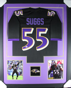 Terrell Suggs framed autographed black jersey "Tower Style"