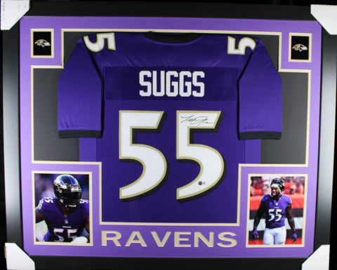 Terrell Suggs framed autographed purple jersey "Skyline Style"
