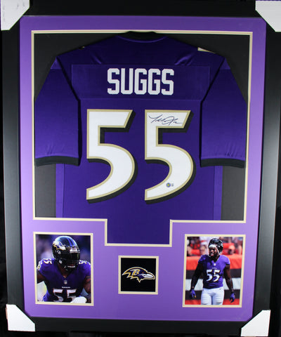 Terrell Suggs framed autographed purple jersey "Tower Style"