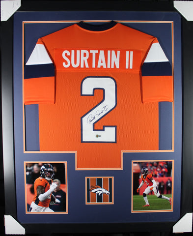Patrick Surtain II framed autographed orange jersey "Tower Style"
