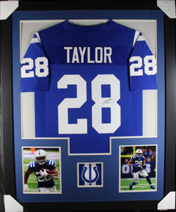 Jonathan Taylor framed autographed blue jersey