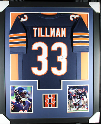 Charles Tillman framed autographed navy jersey "Tower Style"