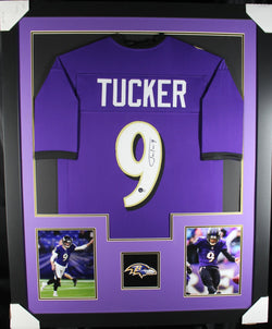Justin Tucker framed autographed black jersey
