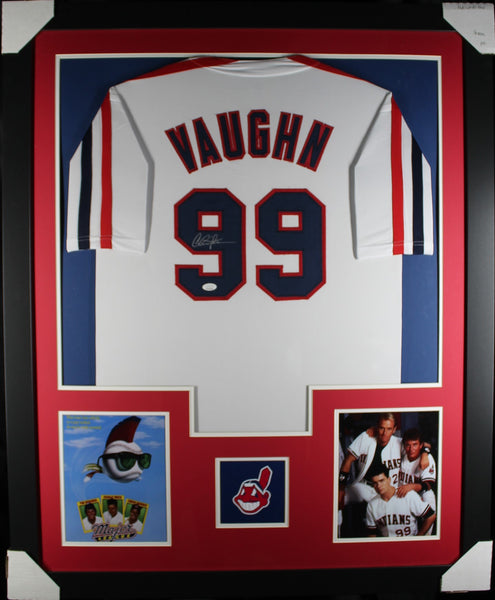Charlie Sheen "Wild Thing" (Major League) framed autographed white jersey "Tower Style"