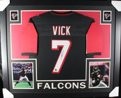 Michael Vick framed autographed black jersey (