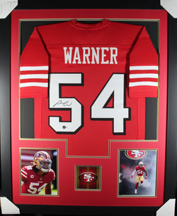 Fred Warner framed autographed red jersey