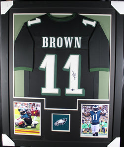 AJ Brown framed autographed black jersey