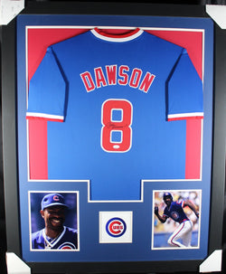 Andre Dawson framed autographed blue jersey