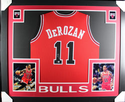 DeMar DeRozan framed autographed red jersey