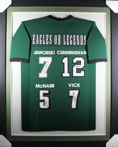 eagles-qb-legends-framed-autographed-green-jersey – Midwest Memorabilia