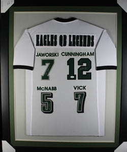Eagles QB Legends framed autographed white jersey
