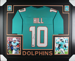 Tyreek Hill framed autographed teal jersey