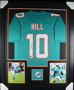 Tyreek Hill framed autographed teal jersey