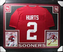 jalen-hurts-framed-autographed-college-jersey