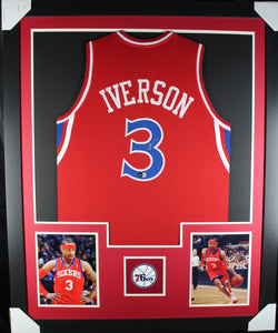 Allen Iverson framed autographed red jersey