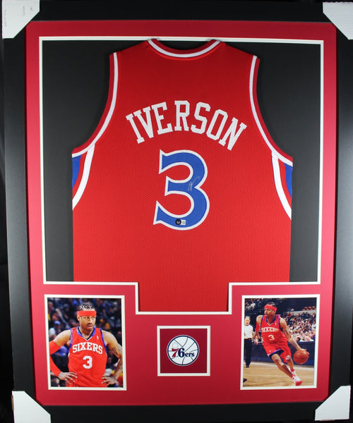 Allen Iverson framed autographed red jersey "Tower Style"