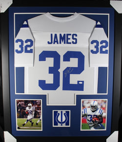 Edgerrin James framed autographed white jersey