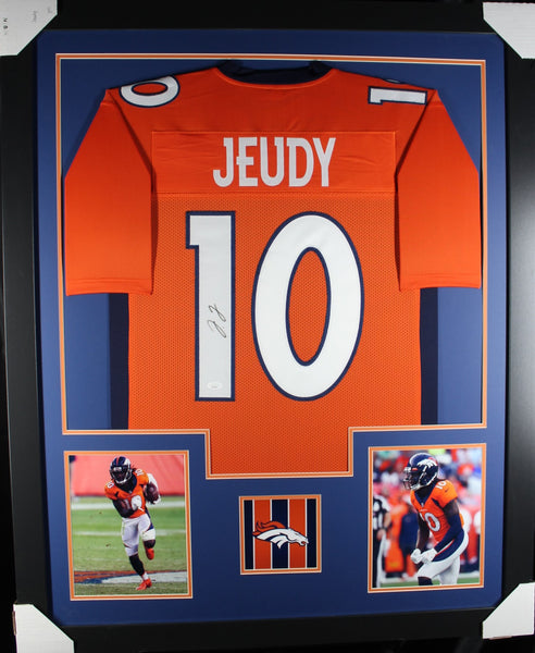 Jerry Jeudy framed autographed orange jersey "Tower Style"