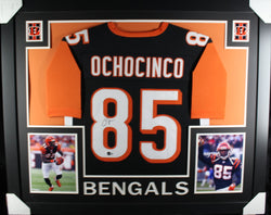 Chad "Ochocinco" Johnson framed autographed black jersey