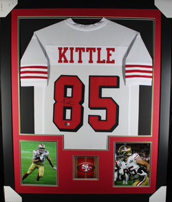 George Kittle framed autographed white jersey