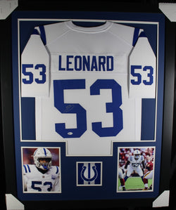 Shaquille Leonard framed autographed white jersey