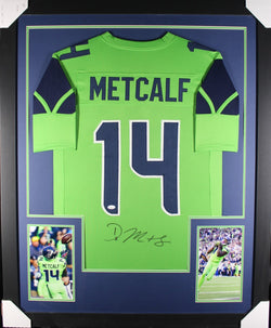 DK Metcalf framed autographed green jersey