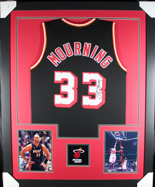 Alonzo Mourning framed autographed black jersey "Tower Style"