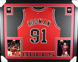 Dennis Rodman framed autographed red jersey "Skyline Style"