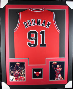 Dennis Rodman framed autographed red jersey "Tower Style"