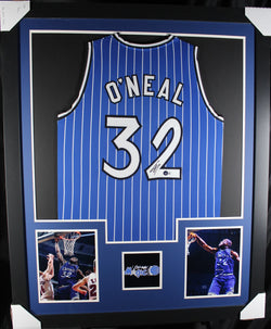 Shaquille O'Neal framed autographed blue jersey