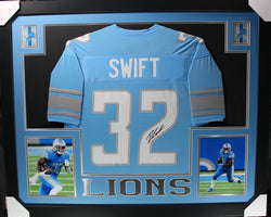 D'Andre Swift framed autographed blue jersey