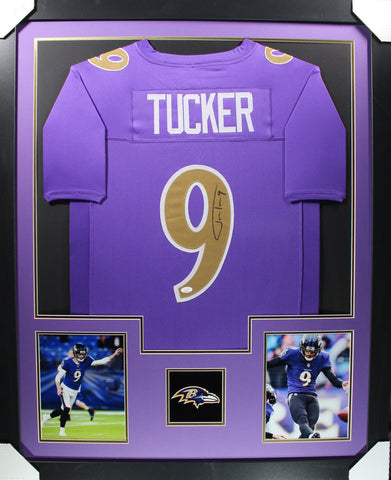 Justin Tucker framed autographed color rush jersey
