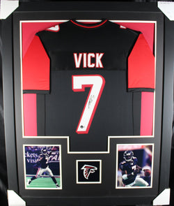 Michael Vick framed autographed black jersey
