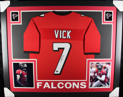 Michael Vick framed autographed red jersey