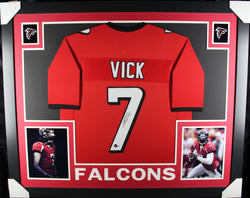 Michael Vick framed autographed red jersey "Skyline Style"
